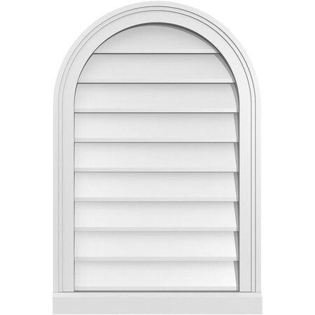 Ekena Millwork Round Top Surface Mount PVC Gable Vent w/ 2"W x 2"P Brickmould Sill Frame, 20"W x 30"H GVPRT20X3003SN